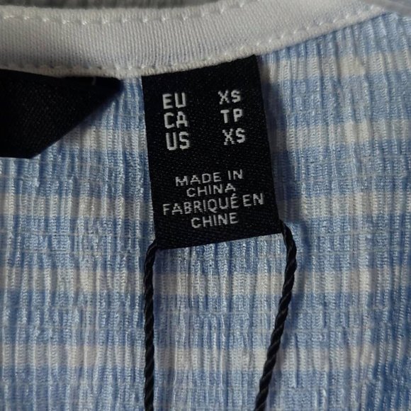 Vero Moda Womens Ellie Blouse Placid Blue White Stripe Ruched Long Sleeve XS New - Picture 7 of 10